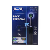 Oral-B Vitality Pro Set di Spazzole Elettriche Nere 3 Pezzi